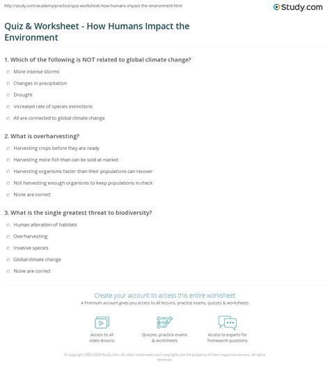 pre-test human environmental impact chapter test quiz|human impact on the environment quiz.